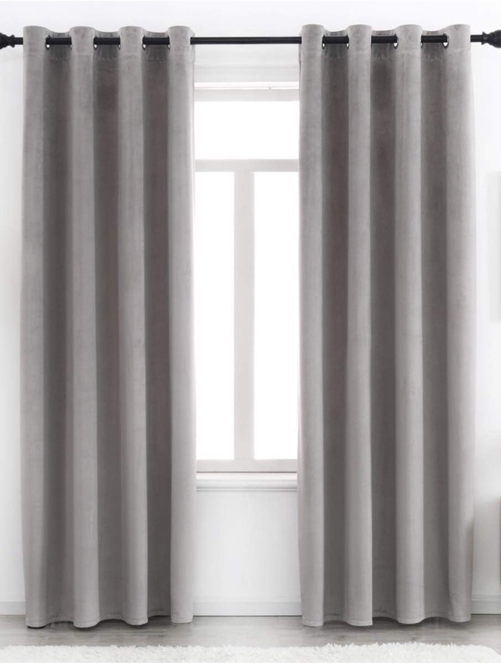 Gray velvet curtains